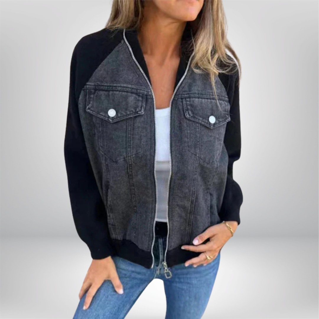 GWEN |  Veste en denim à fermeture éclair pour femmes
